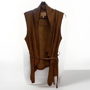Skies Are Blue Brown Faux-Suede Draped Vest – Size Large
